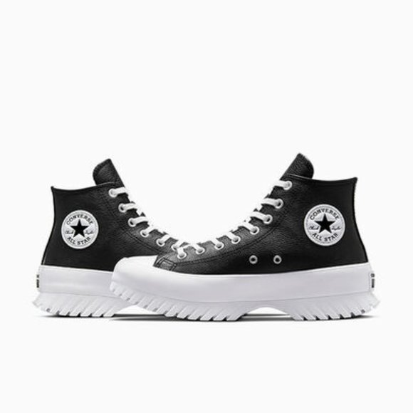 Converse Black Leather Platform Sneakers Chuck Taylor All Star Lugged 2.0 size 5 - Picture 7 of 9